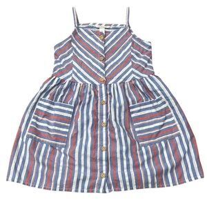 Girls 5T Cat & Jack Striped Dress Red White Blue Sleeveless